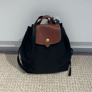 Black nylon mini backpack
